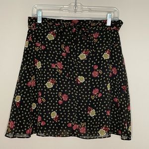 Floral chiffon belted skirt
